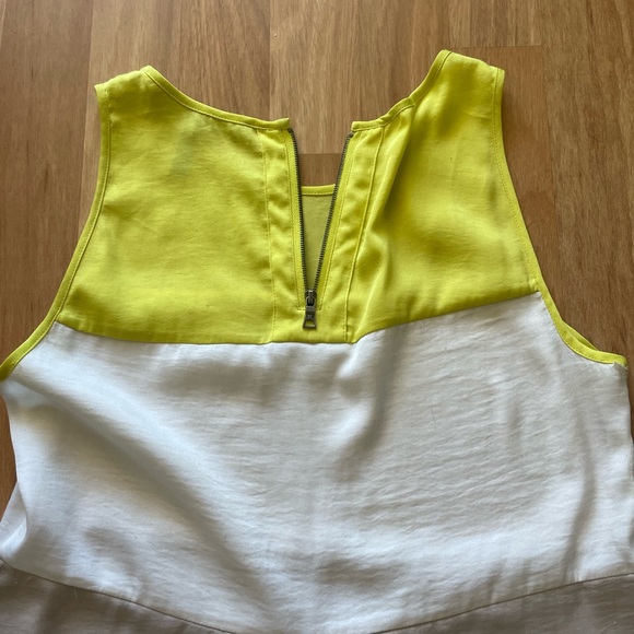 XXS BCBG Lucie Top colorblock open back with zipper yellow white gray - Picture 5 of 5